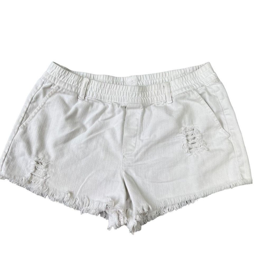 Aerie pull on white jean distressed shorts size M